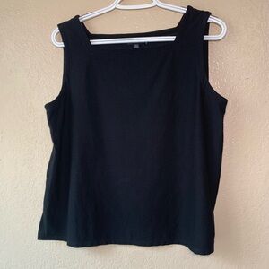 Eileen Fisher Black Square Neck Viscose Minimalist Closet Staple Tank Top Size M